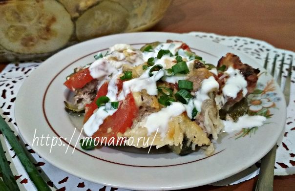 Кабачки кружочками с фаршем в духовке