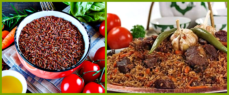 плов из красного риса